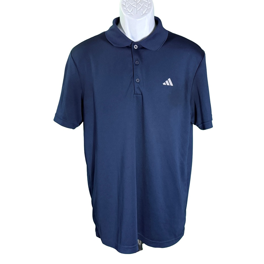 Adidas Polo Shirt Mens Medium Navy Blue Performance Short Sleeve Golf Top
